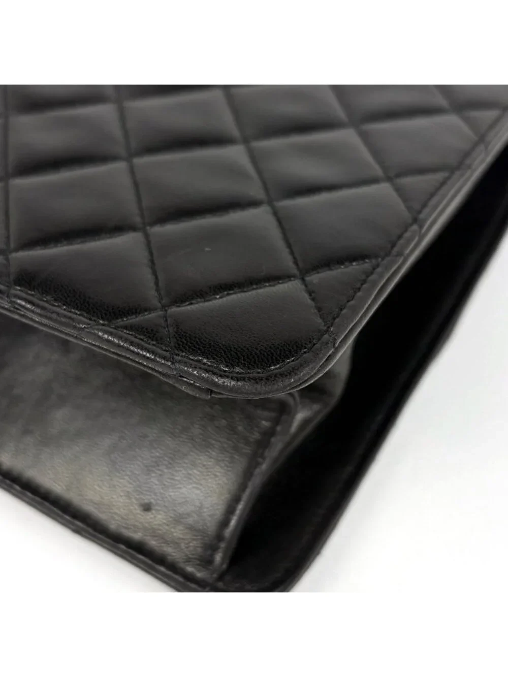 Chanel Shoulder Bag Quilted CC Logo Single Flap Push Lock Leather Black